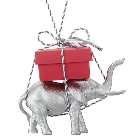 DELIGHTFUL! Elephant Gift Box Christmas Ornament
