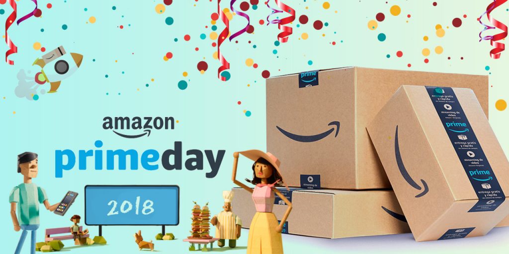 An Amazon Prime box next to text which says Amazon prime day 2018