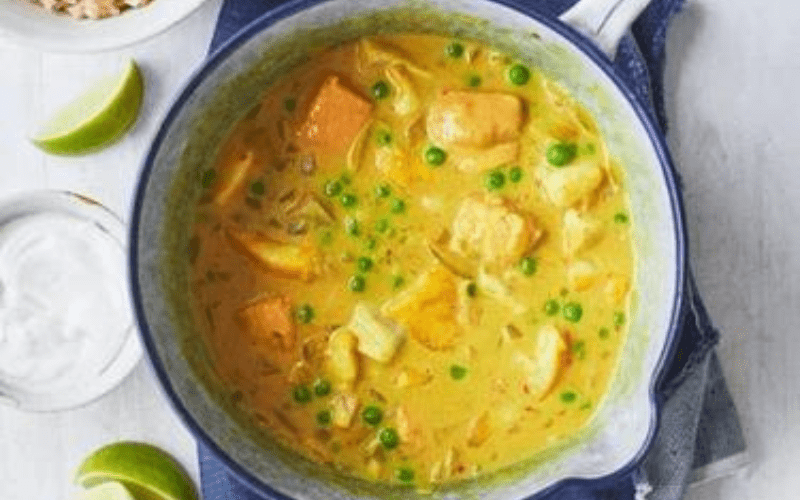 Budget-friendly meal: one-pot coconut fish curry.