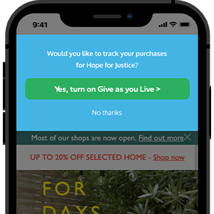The donation prompt in the Give as you Live App