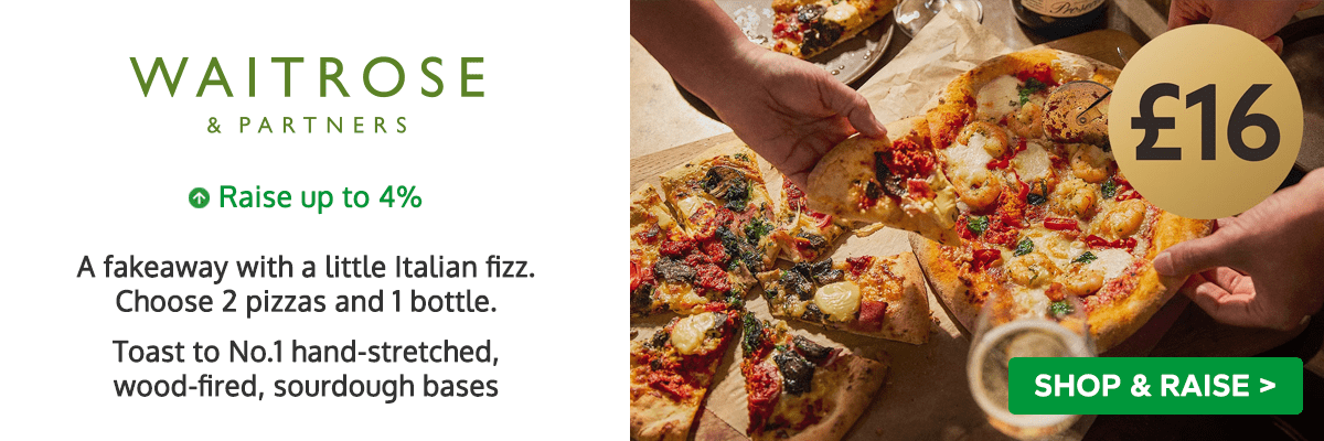 Waitrose - a fakeaway with a little Italian fizz. Choose 2 pizzas and 1 bottle.